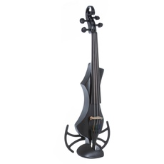 GEWA E-Violine, elektronische Violine, Novita 3.0 Schwarz mit Adapter für Schulterstützen, 4-saitig