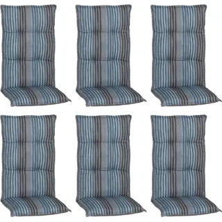 Beo Sitzauflage Hochlehner Tissa 6er-Set Blau-Grau