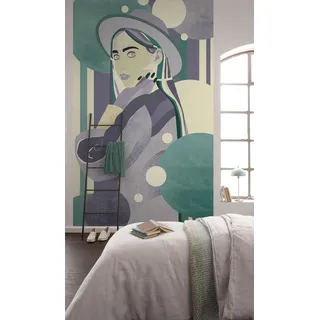 KOMAR Fototapete Woman Hat Color - Größe 150 x 250 cm - Tapete, Wanddekoration, Wohnzimmer, Schlafzimmer, Büro