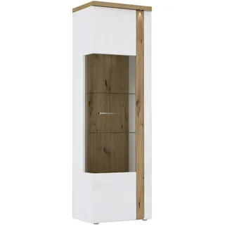 Forte Vitrine Tuluza 66,5 x 196 x 43,2 cm Weiß Hochglanz