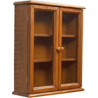Biscottini Vitrine aus Holz 57 x 48 x 17 cm | Wandregal Shabby Chic mit 3 Einlegeböden | Badezimmerschrank mit 2 Türen | Hängender Badezimmerschrank