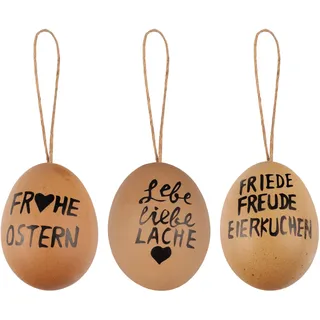 Ostereier Naturecht "Statement" Osterdeko braun 6 cm, 6 Stk.