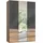 Level 150 x 216 x 58 cm Plankeneiche Nachbildung/Grauglas mit Glas- und Spiegeltüren