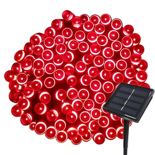 Tuokay, Solar Lichterkette Außen, 22m 200 LED 8 Modi, Wasserdicht LED Außenlichterkette, Dekorative Beleuchtung für Garten, Balkon, Pavillon, Terrasse, Rasen, Hof, Zaun, Hochzeit Deko (Rot)