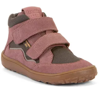 Barfußschuh FRODDO "BAREFOOT TEX AUTUMN", Mädchen, Gr. 35, rosa (rosa, grau), Textil, Veloursleder, Schuhe Barfußschuh, Klettschuh, Winterstiefel mit TEX-Membrane