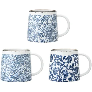 Bloomingville Tassen Molly, blau, Keramik, 3er Set