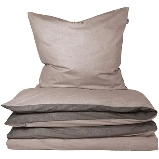 SCHIESSER Doubleface Unifarben Taupe-Dunkelgrau 155 x 220 cm + 80 x 80 cm