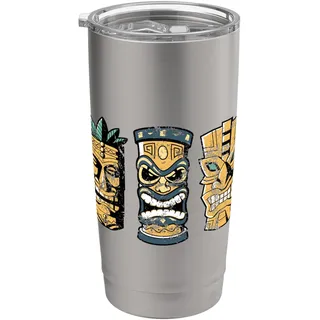 Lustige Tiki-Statue im Used-Look für diejenigen, die Tikis lieben Doppelwandiger Edelstahl-Thermobecher