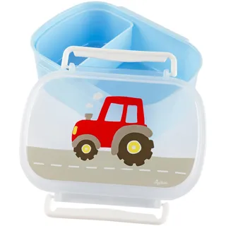 SIGIKID 25200 Brotzeitbox Traktor Brotzeitbox BPA-frei Mädchen und Jungen Lunchbox empfohlen ab 2 Jahren blau/rot