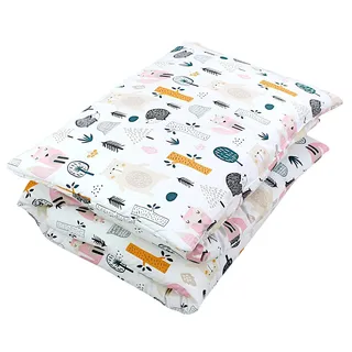 TupTam Kinder Gemusterte Bettdecken Set Ganzjahresdecke Bettdecke Kopfkissen Flachkissen 2tlg., Farbe: Wald/Beige, Größe: 135x100 cm