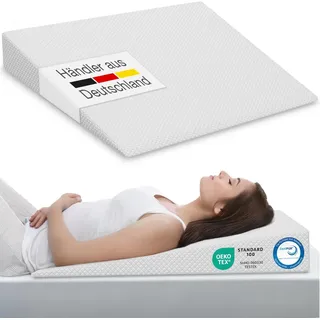 Eloneo Matratzenkeil versch. Größen, Matratzenerhöhung, waschbar, für Hausstauballergiker geeignet Kissen 1 St weiss