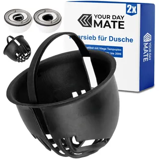 Haarsieb für Dusche, 2 Stück, Schwarz, kompatibel mit Viega Tempoplex für Baureihe ab 2001-2006, Ersatz Tauchrohr Haarfänger Dusche für Modell 6958.96, 625 221, Haarfilter Siebeinsatz Ablauf Siphon