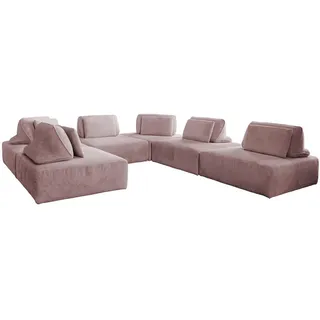 Kawola Modulsofa Wiolo Soft 6 Module 6 Kissen Pink Cord , Textil , Echtholz , Füllung: Schaumstoff , 333x84x333 cm , Wohnzimmer, Sofas & Couches, Sofas