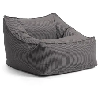mokebo Sessel Der Lümmel Cord 73 x 60 x 83 cm Grau mit Hocker