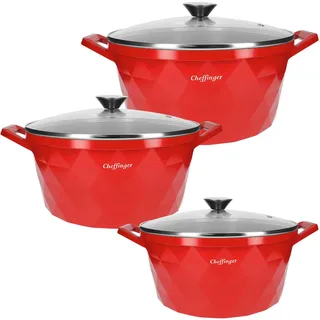 Cheffinger Diamant Topf-Set 6-tlg. Kasserolle + Deckel