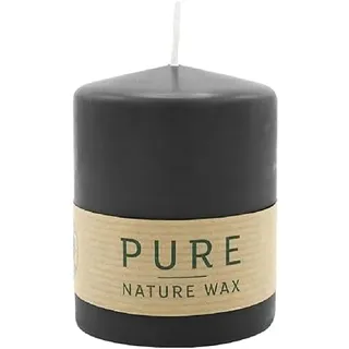 luterna 100% PURE, NATURAL WAX, Stumpenkerze, Schwarz, WENZEL, 90/70 mm, Brenndauer ca. 38h, 100% plastikfrei