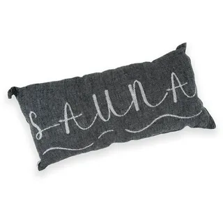 sositex | 1 Premium Saunakissen Lieblingskissen Reisekissen | Design: BANGA | Maße: 45 x 22 cm, 100% Leinen Hängematte, Strand oder Picknick (schwarz/Weiss)