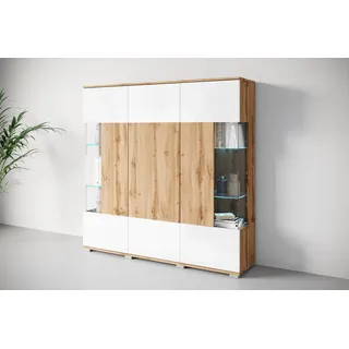 OTTO home Highboard Kenia 135 x 134 x 39,5 cm Weiß / Beige