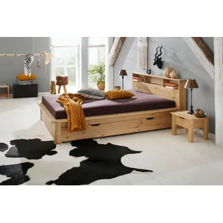 OTTO home home Massivholzbett »"KERO" BESTSELLER! Stauraum im Kopfteil«, zertifiziertes Massivholz (Kiefer), optional mit Schublade, gelb