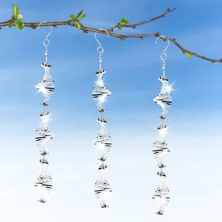 Windspiel Vogelabwehr, Reflektierende Taubenabwehr Runden, 3D Windspiel aus Edelstahl, Taubenabwehr Balkon, Reflektierender Vogelschreck Windspiele Dekoration für Balkon Garten (C)