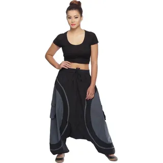 Haremshose Pumphose Aladinhose Pluderhose Yoga Goa Sarouel Baggy Aladin Freizeithose Soni Damen, grau S/M - Grau