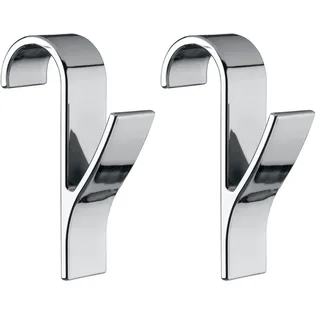 WENKO Haken für Rundheizkörper, praktisches 2er Set, Handtuchhaken, flexibel einhängen, für alle Standard Heizkörper, aus Kunststoff, je 2,5 x 10,5 x 7,Chrom (Packung mit 2)