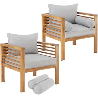 tectake Garten-Loungesessel Boka, 72 x 63 x 64,5 cm, braun , Braun , Holz , 72x78x63 cm , Gartenmöbel, Loungemöbel, Loungesessel
