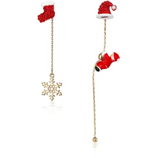 Clearine Damen Ohrringe Weihnachtsbaum schöne niedliche Emaille Haken baumeln Ohrhänger Ohrstecker Ohr Schmuck Grün Gold-Ton