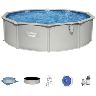 Bestway Pool SET 56384 , Blau, Grau , Metall, Kunststoff , Kreise , 120 cm , Freizeit & Co, Pools & Wasserspass, Aufstellpools