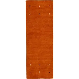 carpetfine Gabbeh Uni Wollteppich 60 x 180 cm Orange