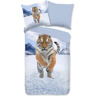 Duvet cover Good Morning 200x200 + 2* 80x80 cm - tiger in the snow - Bunt