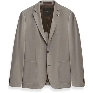 Sakko BUGATTI "Modern Fit", Herren, Gr. 52, grau (250, grau), 37% Polyester, 37% Viskose, 15% Wolle, 8% Polyamid, 3% Elasthan, unifarben, normal, Manschette, Sakkos Sakko, Jersey Stretch mit Taschen