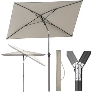Sekey Sonnenschirm Balkonschirm 210 x 140 cm Rechteckig Kippbar Höhenverstellbar mit Schutzhülle UV Schutz UPF50 für Terrasse und Garten, Taupe - Taupe