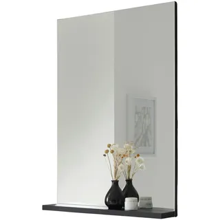 furn.design Badezimmer Spiegel "Design-D" in schwarz Badspiegel mit Ablage 60 x 85 cm - Schwarz