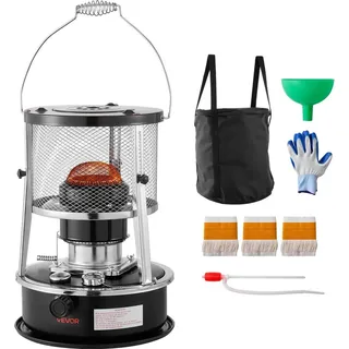 Vevor 9000 BTU Tragbarer Petroleumofen 2-in-1 Heizofen 2 kW Schwarz
