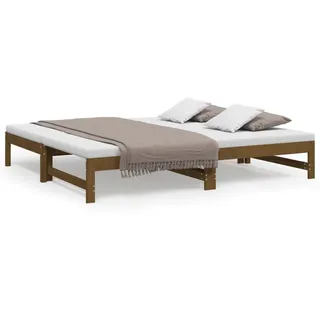 vidaXL Tagesbett Ausziehbar Honigbraun 2x(90x190) cm Massivholz Kiefer - Braun