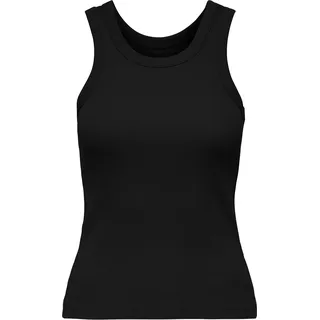 Tanktop ONLY "ONLVAL 2-WAY TANK TOP JRS NOOS", Damen, Gr. M, schwarz, Jersey, Obermaterial: 95% Baumwolle, 5% Elasthan, unifarben, normal, Rundhals, Tops Tanktop, Baumwollmischung, Rundhals