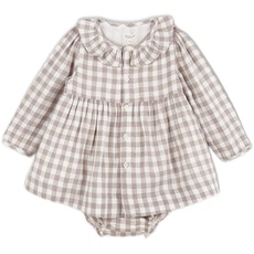 Gocco Baby-Mädchen Villela Bedruckt Kleid, Steingrau, dunkel, 9-12 Monate