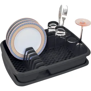 Novaliv Geschirrabtropfgestell mit Abtropfschale ANTHRAZIT GRAU 40 x 30 cm – Abtropfgestell für Waschbecken – Abtropfständer platzsparend für Abwasch Camping von Geschirr & Besteck