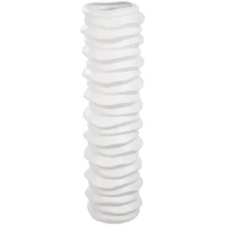 Casablanca Vase Rillo Keramik weiß matt zylindrisch groß 78 cm hoch 20 cm Durchmesser Dekoration Wohnaccessoire Blumenvase Inneneinrichtung