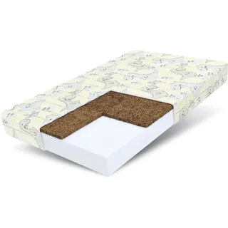 FDM Calm Matratze 80x160 cm Kaltschaum Kindermatratze Höhe 10 cm Härtegrad H3 H4 Öko-Tex Allergikergeeignet Bezug Waschbar Kokosfaser-Einlage Matratzenbezug Dino