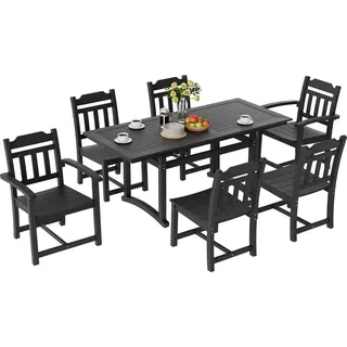Vevor Gartenmöbel Set 7-tlg. Schwarz