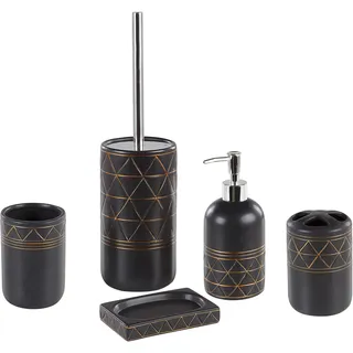 Beliani Badezimmer Set Badaccessoire-Set Schwarz/Gold