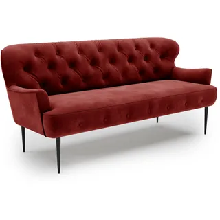 CAVADORE 3-Sitzer Küchensofa Amba, Trendige Sitzbank für Küche oder Esszimmer / 193 x 97 x 87 / Hochwertiges Mikrofaser: Rot