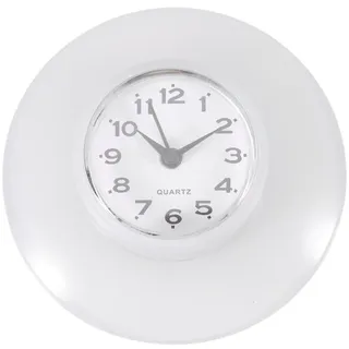 Akozon Badezimmeruhr mit Saugnäpfen – Wandpendel zum Aufhängen, Bathroom Kitchen Mirror Suction Wall Clock Shower Wasserdicht (weiß) Quarz Clocks Decoration White