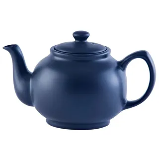 Price & Kensington Englische Teekanne für 6 Tassen, aus hochwertigem Steingut, Teekännchen matt blau, mikrowellen- und spülmaschinenfest, Vintage Teebereiter