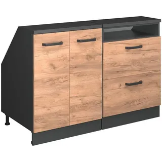 Vicco Unterschrank Küchenschrank für Dachschrägen 120 x 83,8 x 60 cm Braun/Dunkelgrau