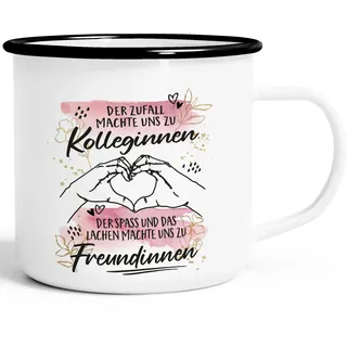 SpecialMe® Emailletasse Der Zufall machte uns zu Kolleginnen Freundinnen Tasse mit Spruch Geschenke Bürotasse emaille-weiß-schwarz standard