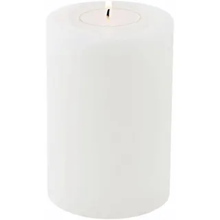 EDZARD Teelichthalter Dauerkerze Cornelius, weiß, Höhe 12 cm, Durchmesser 8 cm, beidseitig verwendbar für Normale Teelichter und höhere Teelichter mit Kunststoffhülle, hitzebeständig bis 90 Grad