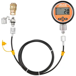 Vevor digitales Hydraulikdruck Testkupplungsset, 10000 PSI Druckmessgerät Manometer Tester mit 1 Manometer & 1 Testkupplung & 1 Schnellkupplung & 1 Schlauch für Bagger Baumaschinen